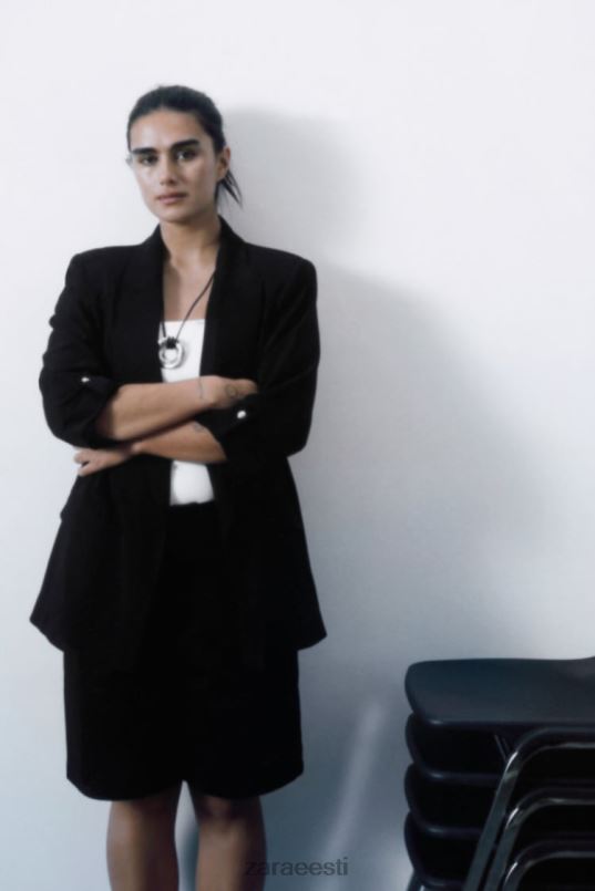 Zara üleskeeratud varrukatega bleiser naised must Riietus 42F0H155