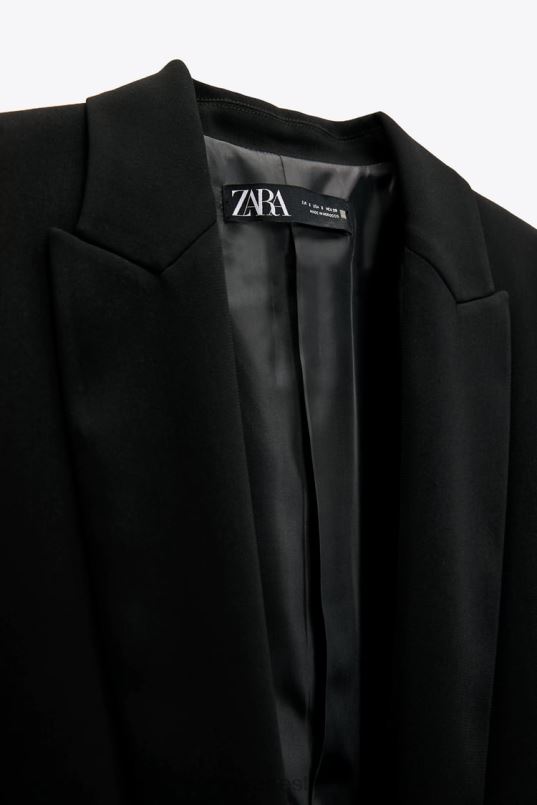 Zara üleskeeratud varrukatega bleiser naised must Riietus 42F0H155