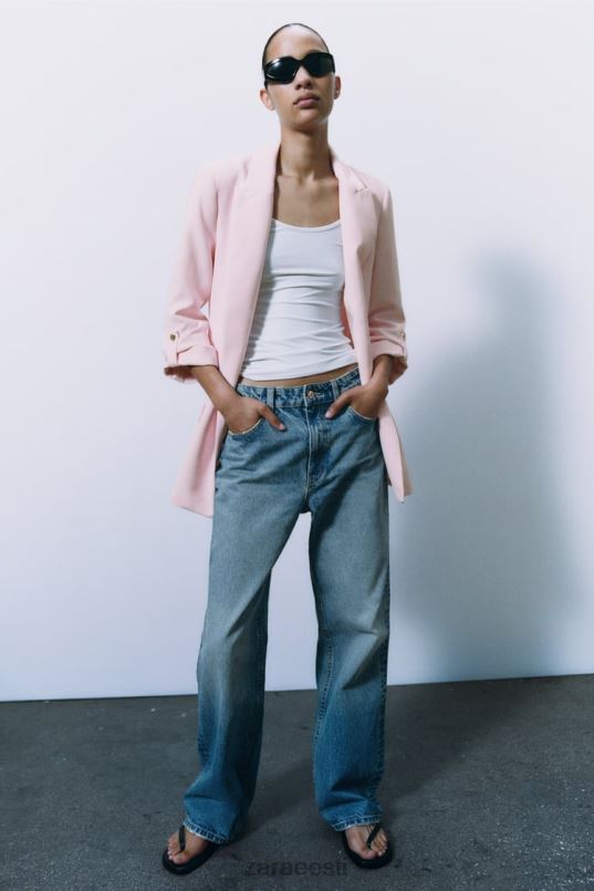 Zara üleskeeratud varrukatega bleiser naised roosa Riietus 42F0H170