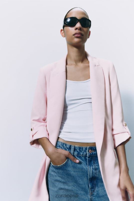 Zara üleskeeratud varrukatega bleiser naised roosa Riietus 42F0H170