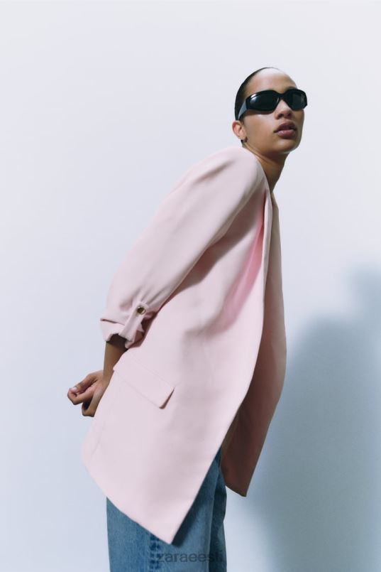 Zara üleskeeratud varrukatega bleiser naised roosa Riietus 42F0H170