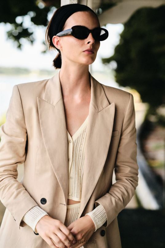 Zara linasegust kahe rinnaga bleiser naised liiv Riietus 42F0H183