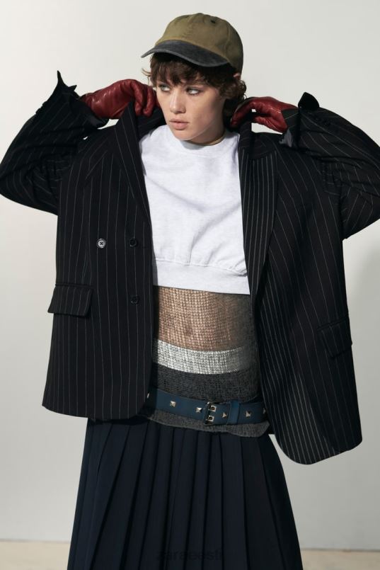 Zara ülisuur triibuline bleiser naised must Riietus 42F0H142