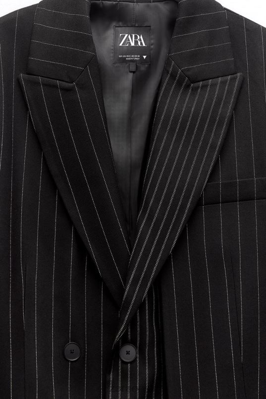 Zara ülisuur triibuline bleiser naised must Riietus 42F0H142