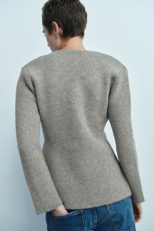 Zara peplumivillane kootud bleiser naised hall Riietus 42F0H164