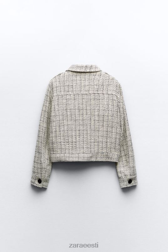 Zara struktureeritud bleiser plaastritaskutega naised ekru/must Riietus 42F0H172