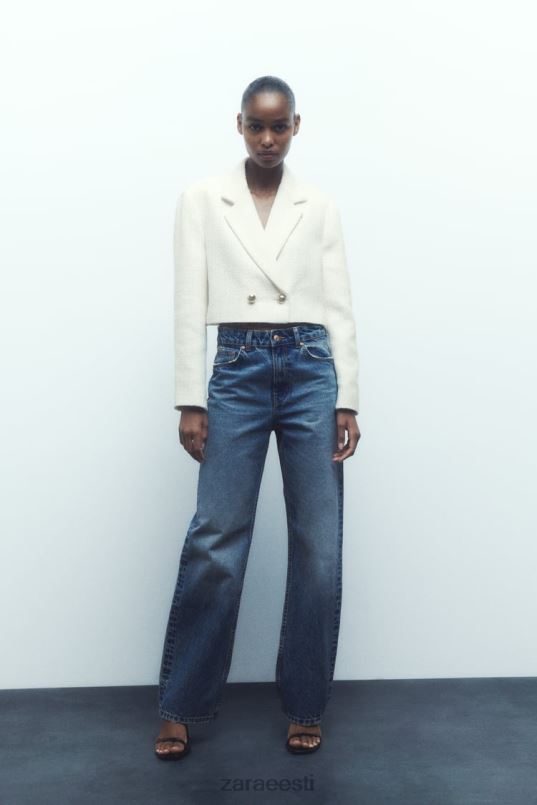 Zara tekstuuriga lühike bleiser naised ekru Riietus 42F0H173