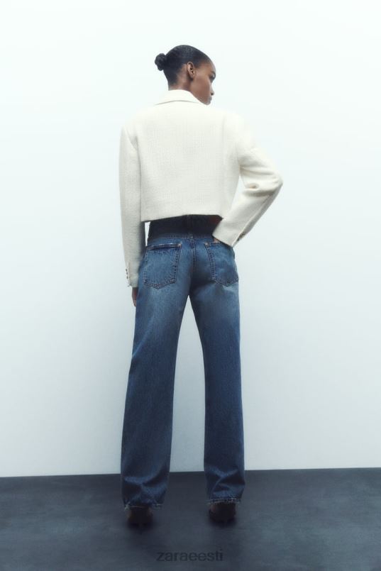 Zara tekstuuriga lühike bleiser naised ekru Riietus 42F0H173