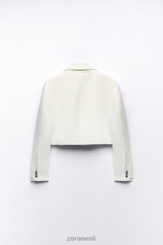 Zara tekstuuriga lühike bleiser naised ekru Riietus 42F0H173