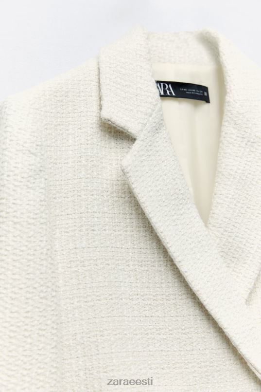 Zara tekstuuriga lühike bleiser naised ekru Riietus 42F0H173