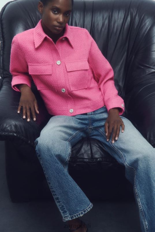 Zara tekstuuriga lühike bleiser naised roosa Riietus 42F0H180