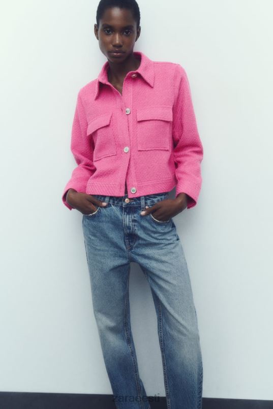 Zara tekstuuriga lühike bleiser naised roosa Riietus 42F0H180