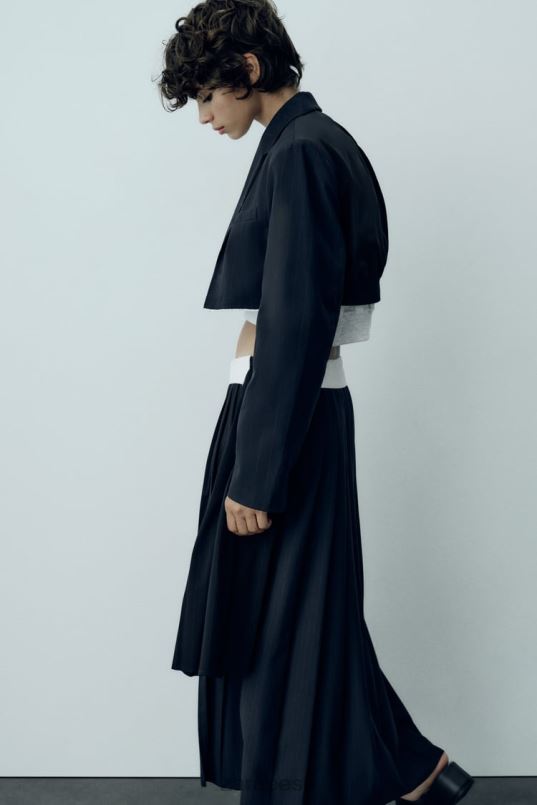 Zara triibuline crop bomber bleiser naised sinine Riietus 42F0H143