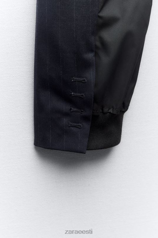 Zara triibuline crop bomber bleiser naised sinine Riietus 42F0H143