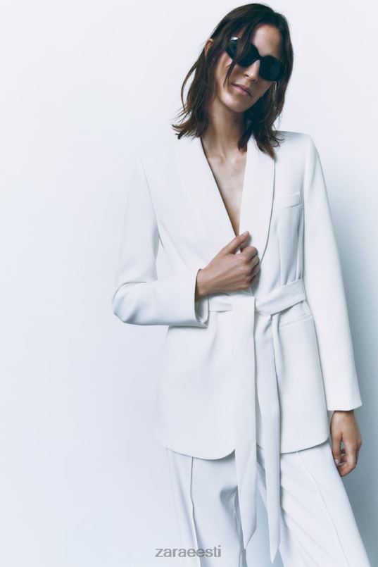 Zara vööga smokingu jope naised ekru Riietus 42F0H174