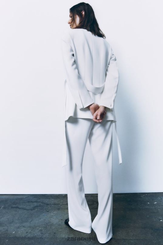 Zara vööga smokingu jope naised ekru Riietus 42F0H174