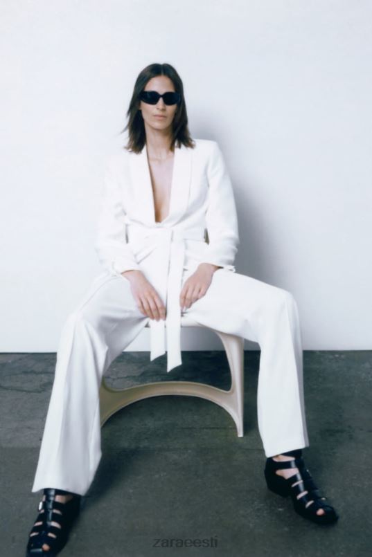 Zara vööga smokingu jope naised ekru Riietus 42F0H174