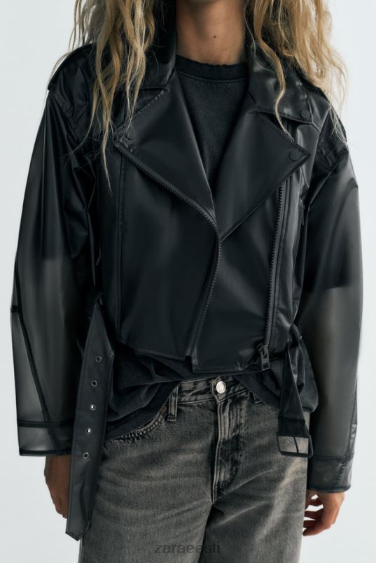 Zara crop läbipaistev jope naised originaal Riietus 42F0H94