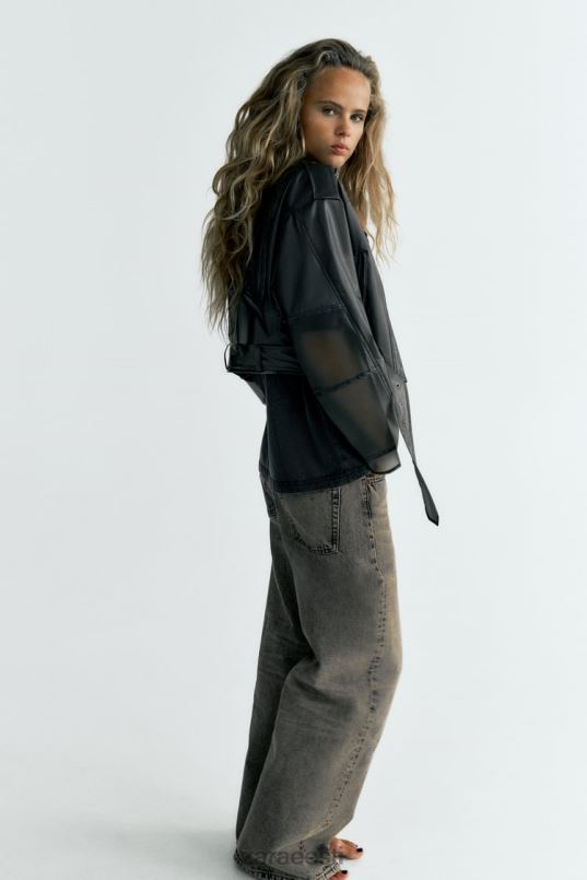 Zara crop läbipaistev jope naised originaal Riietus 42F0H94