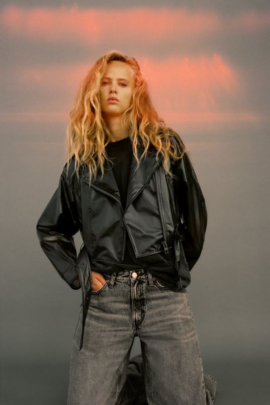 Zara crop läbipaistev jope naised originaal Riietus 42F0H94