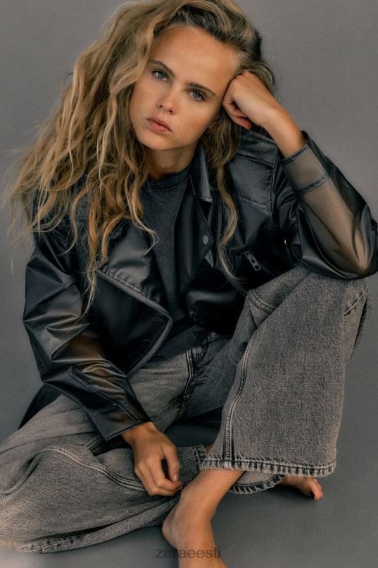 Zara crop läbipaistev jope naised originaal Riietus 42F0H94