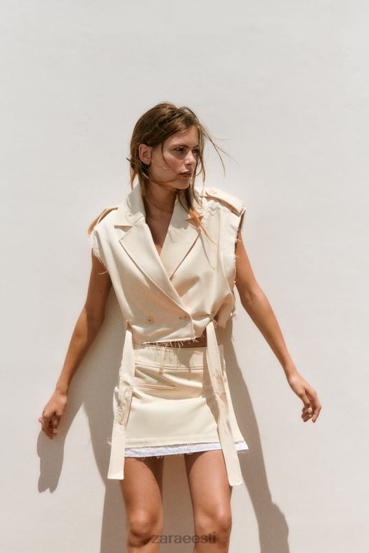 Zara kabriolett crop jope naised helebeež Riietus 42F0H111