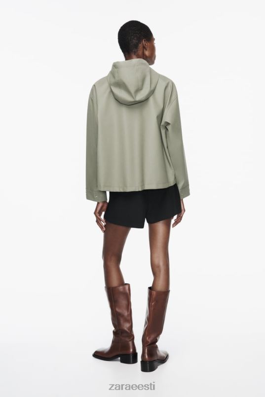 Zara kapuutsiga kummeeritud vihmamantel naised khaki Riietus 42F0H109