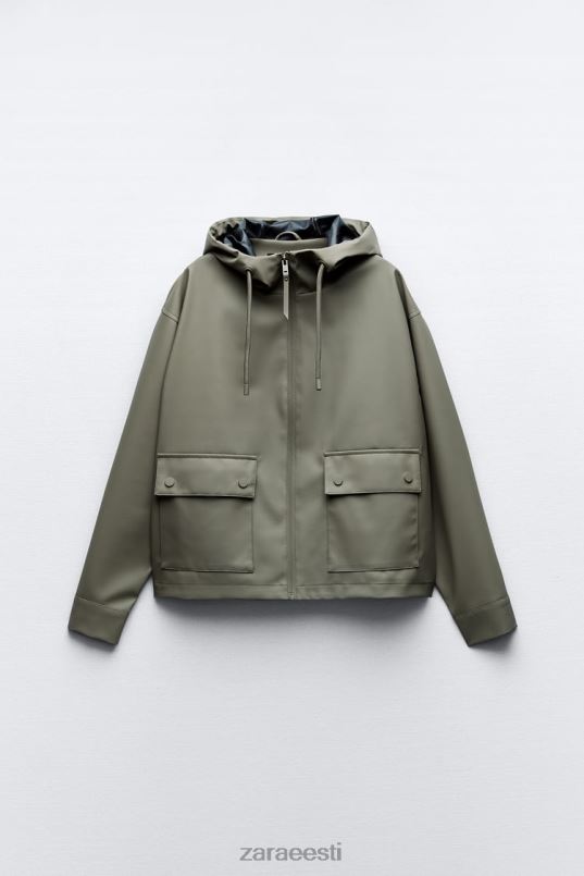 Zara kapuutsiga kummeeritud vihmamantel naised khaki Riietus 42F0H109