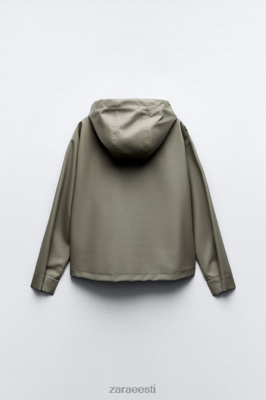 Zara kapuutsiga kummeeritud vihmamantel naised khaki Riietus 42F0H109