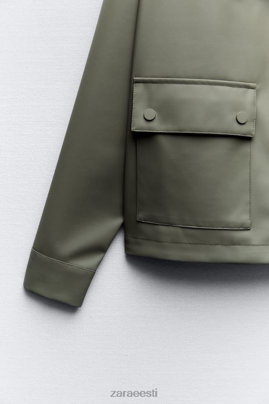 Zara kapuutsiga kummeeritud vihmamantel naised khaki Riietus 42F0H109