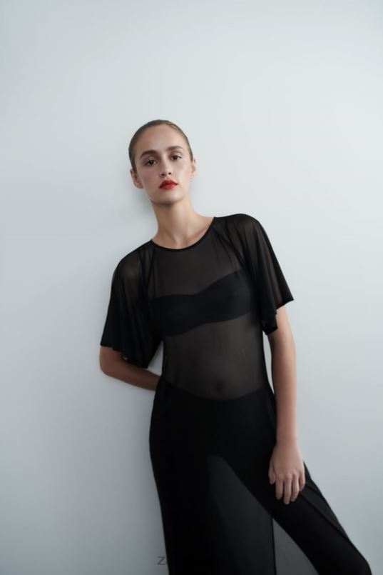 Zara keebivarrukatega tüllkleit naised must Riietus 42F0H118