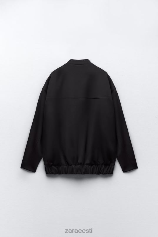Zara klapiga bomber jope naised must Riietus 42F0H68