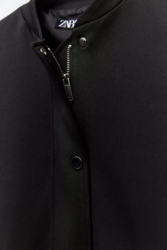 Zara klapiga bomber jope naised must Riietus 42F0H68