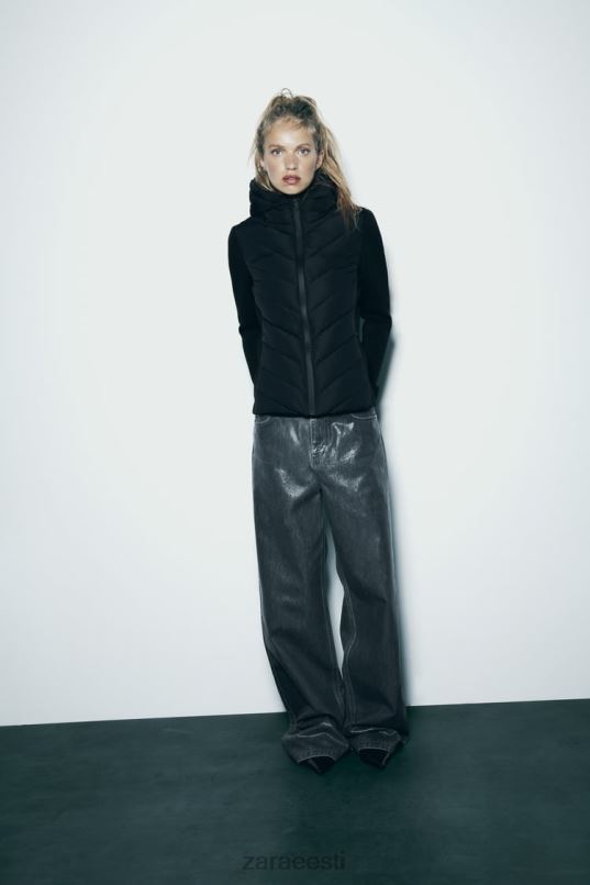 Zara kombineeritud tepitud jakk naised must Riietus 42F0H6