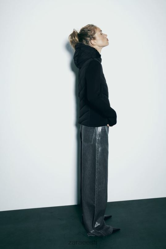 Zara kombineeritud tepitud jakk naised must Riietus 42F0H6