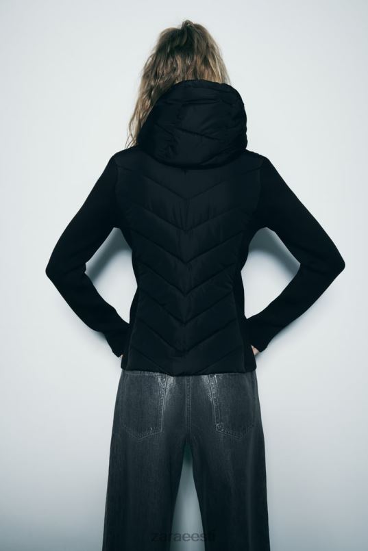 Zara kombineeritud tepitud jakk naised must Riietus 42F0H6