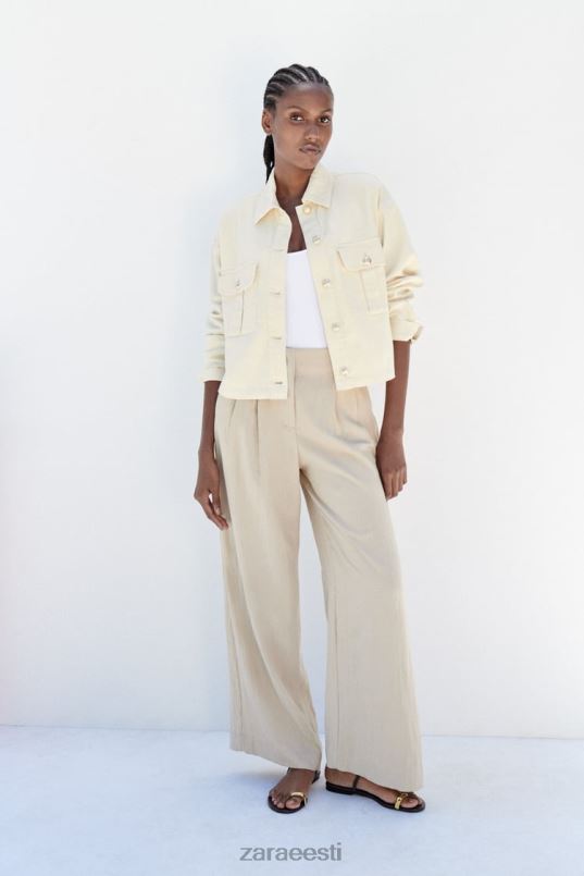 Zara kuldnööbiga puuvillane pealissärk naised ekru Riietus 42F0H98