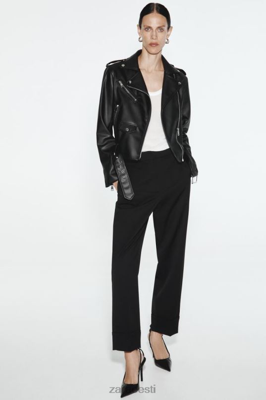 Zara kunstnahast biker jope naised must Riietus 42F0H53