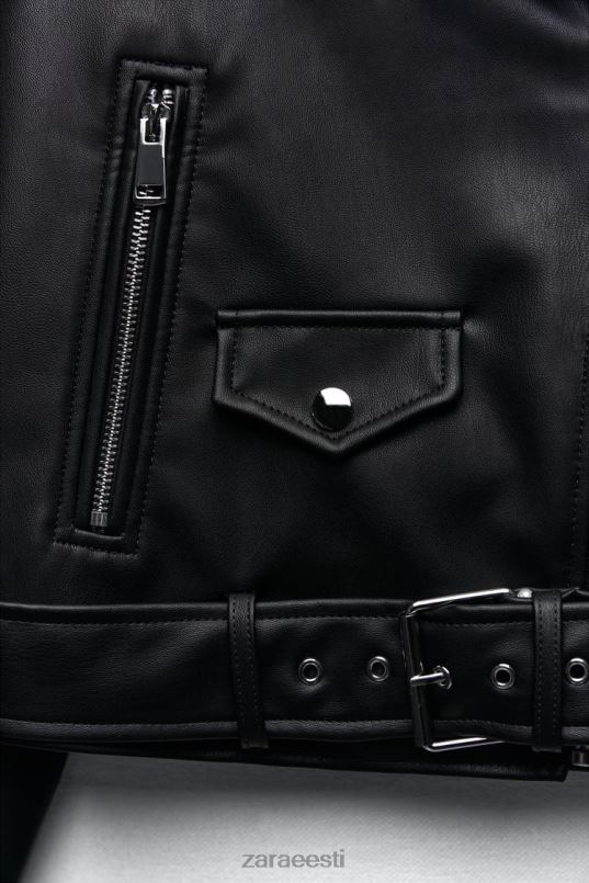 Zara kunstnahast biker jope naised must Riietus 42F0H53