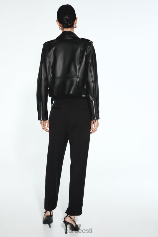 Zara kunstnahast biker jope naised must Riietus 42F0H53