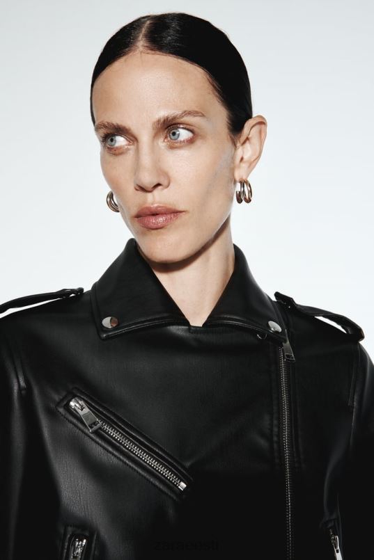 Zara kunstnahast biker jope naised must Riietus 42F0H53