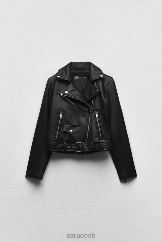Zara kunstnahast biker jope naised must Riietus 42F0H53