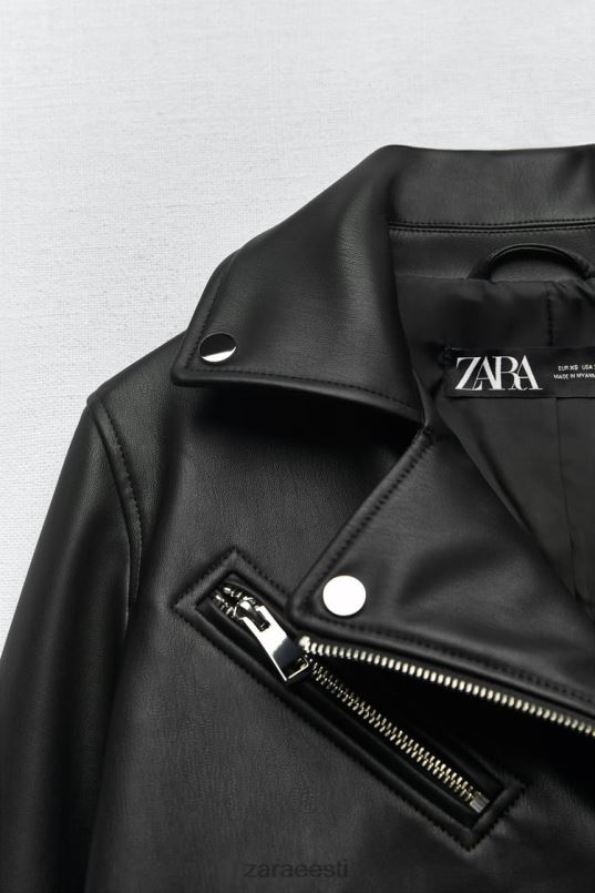 Zara kunstnahast biker jope naised must Riietus 42F0H53