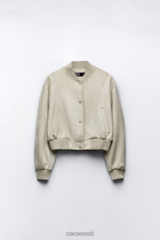 Zara kunstnahast bomber jope naised ekru Riietus 42F0H36