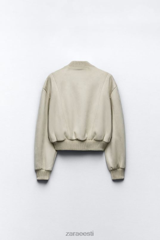 Zara kunstnahast bomber jope naised ekru Riietus 42F0H36