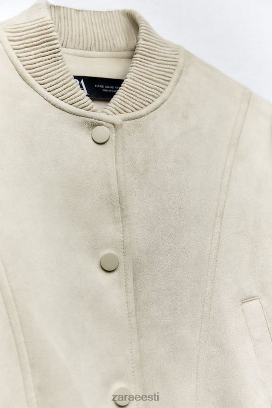 Zara kunstnahast bomber jope naised ekru Riietus 42F0H36