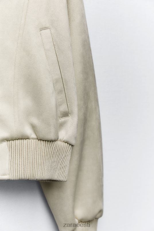 Zara kunstnahast bomber jope naised ekru Riietus 42F0H36