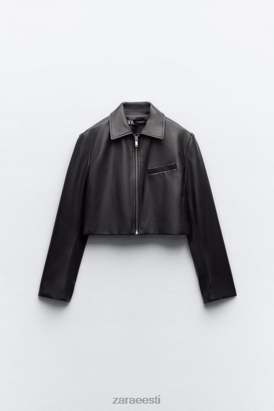 Zara kunstnahast crop jope naised must Riietus 42F0H47