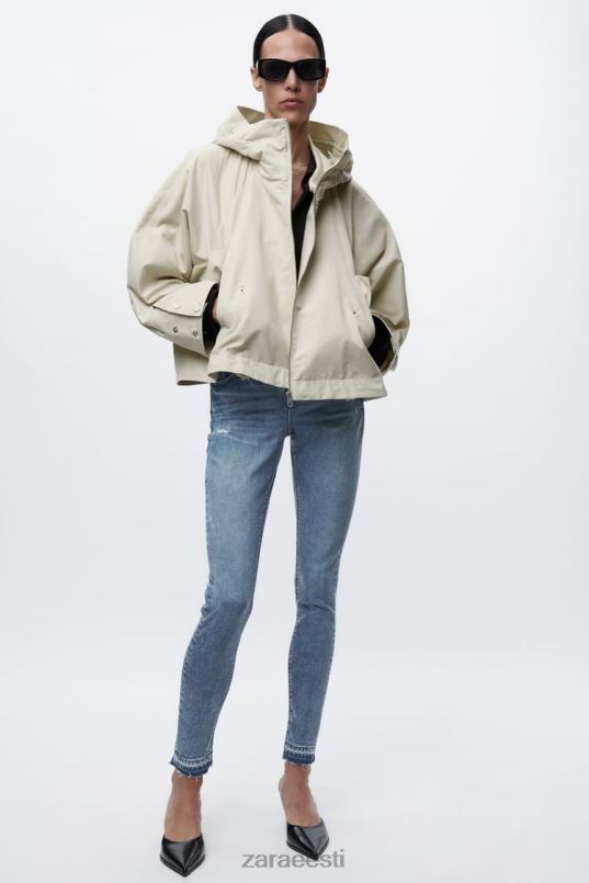 Zara lühike kapuutsiga parka naised ekru Riietus 42F0H5