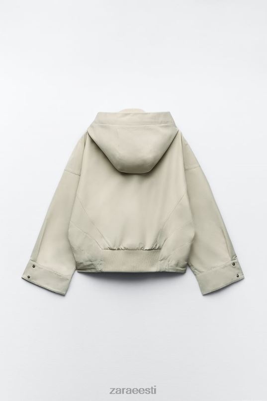 Zara lühike kapuutsiga parka naised ekru Riietus 42F0H5